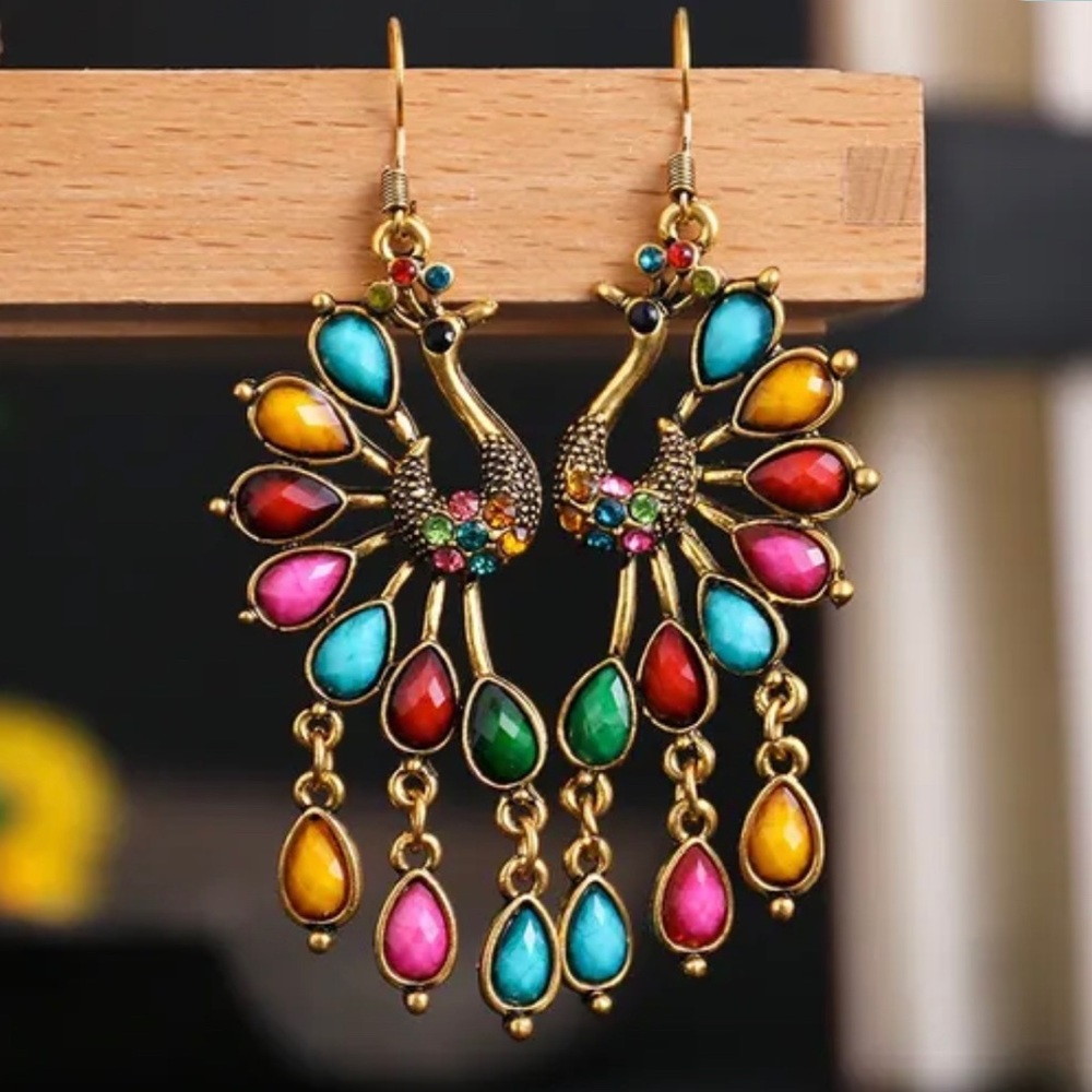 Peacock Earrings - Picture 7 of 7